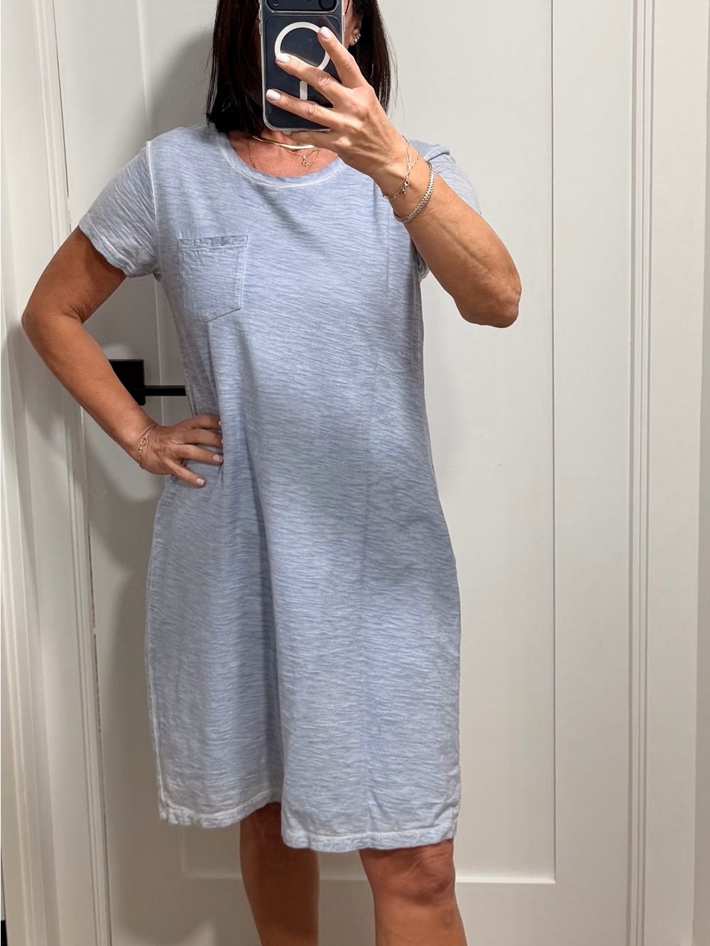 Light Blue Crewneck T-Shirt Dress